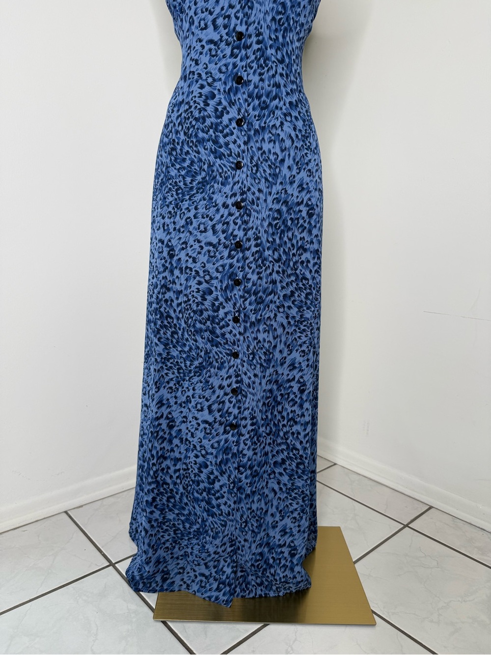 Coldwater Creek Blue Leopard Print Sleeveless Maxi Dress - Picture 3 of 16